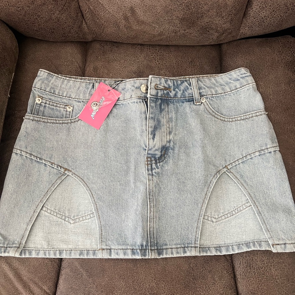 Light blue jean mini skirt